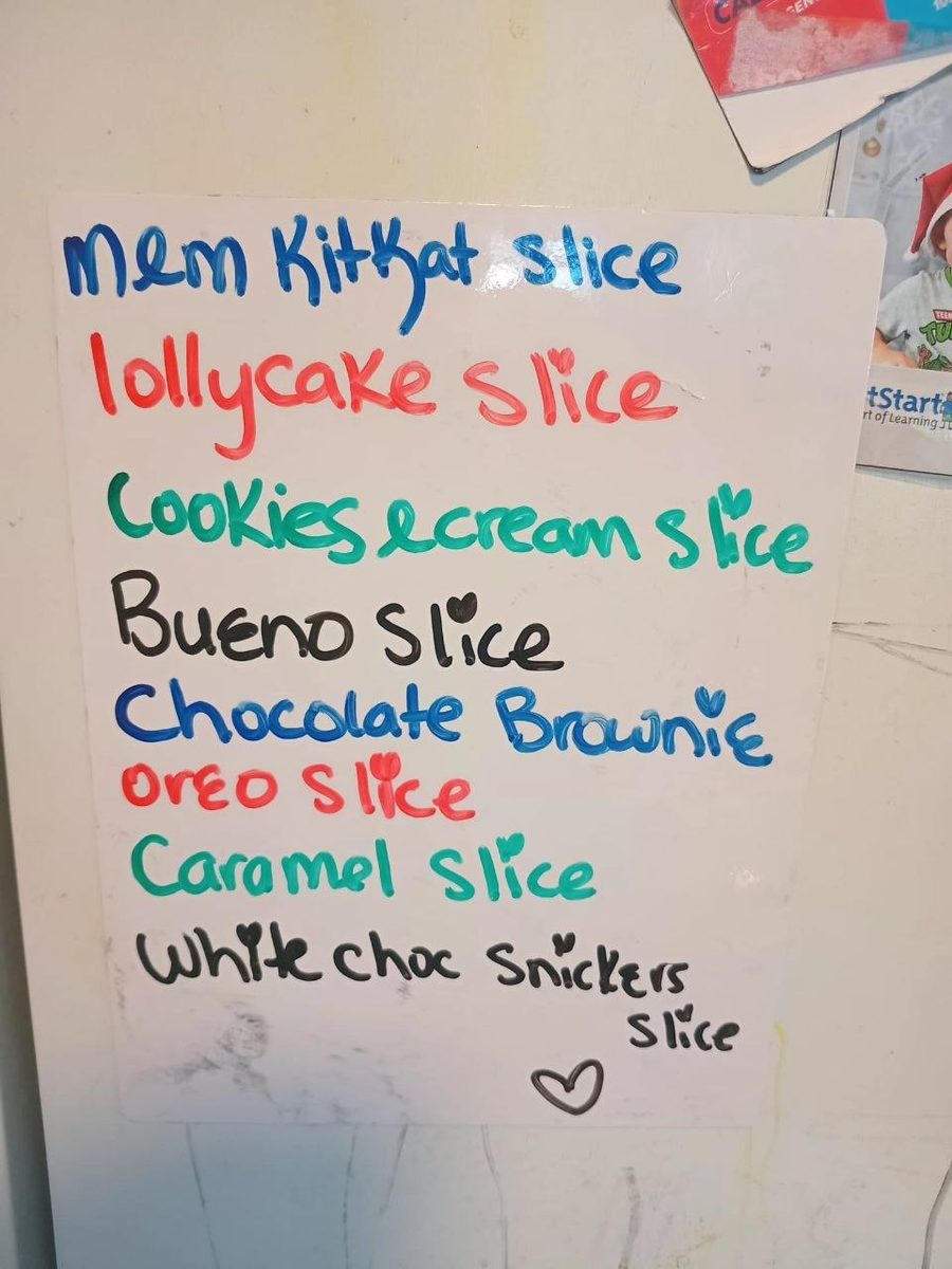 Handwritten slice menu board