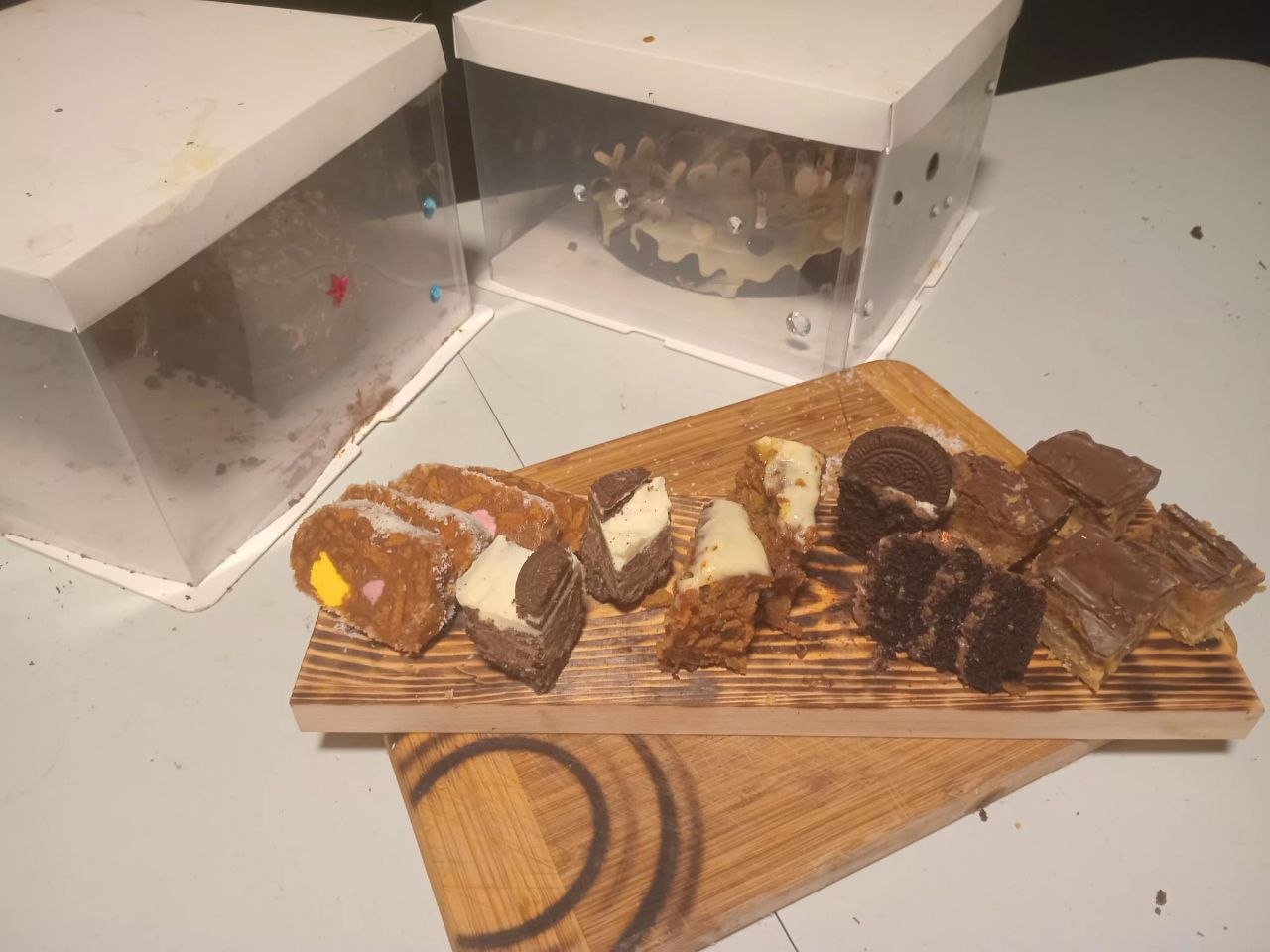 Variety slice platter on wooden board